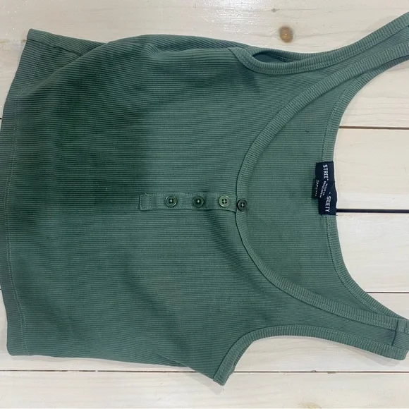 Green Ribbed Tank Top - Picture 1 of 1